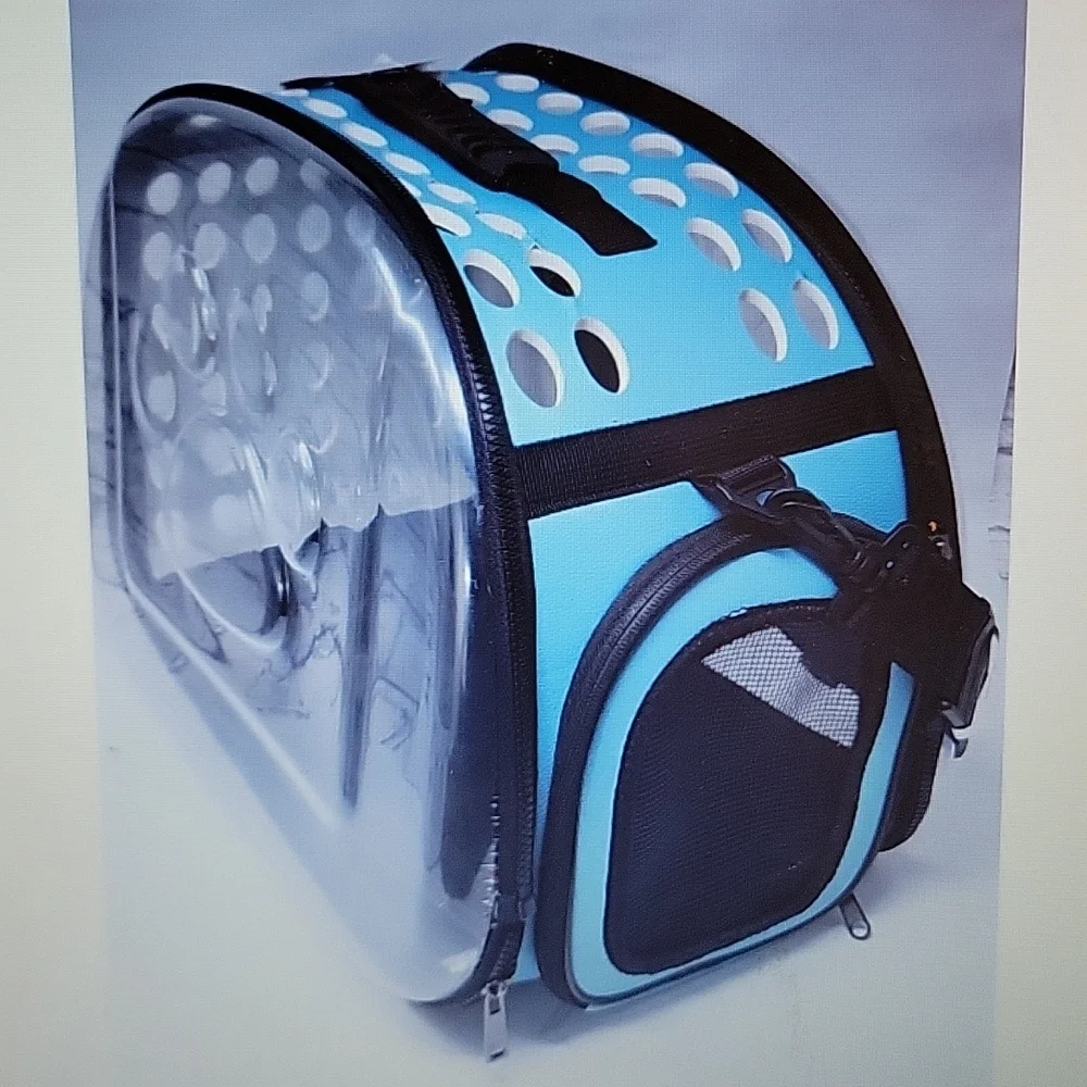 Collection XIIX blue black clear pet carrier lightweight dog cat breathable New…